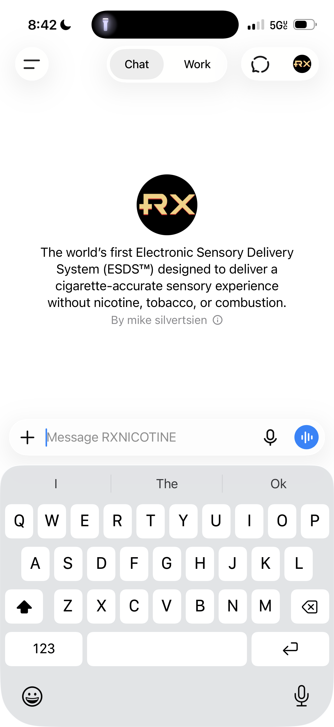 The RXNICOTINE AI Switch Coach with the Voice button highlighted